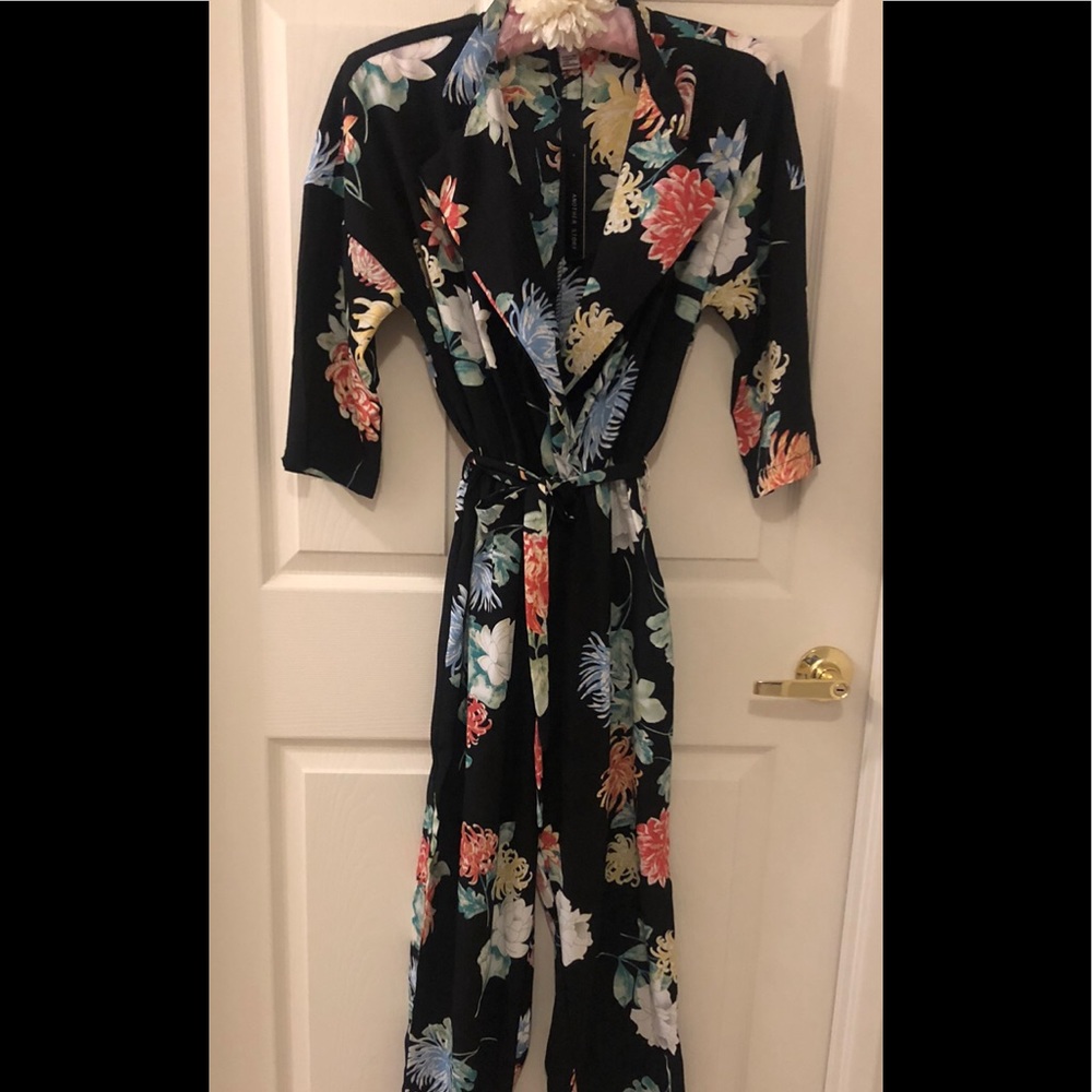 Black Tropical Floral Print Jumpsuit (New!!)